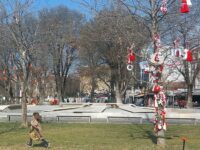 Деца от 40 детски градини и училища украсяват Плевен в червено и бяло – снимки